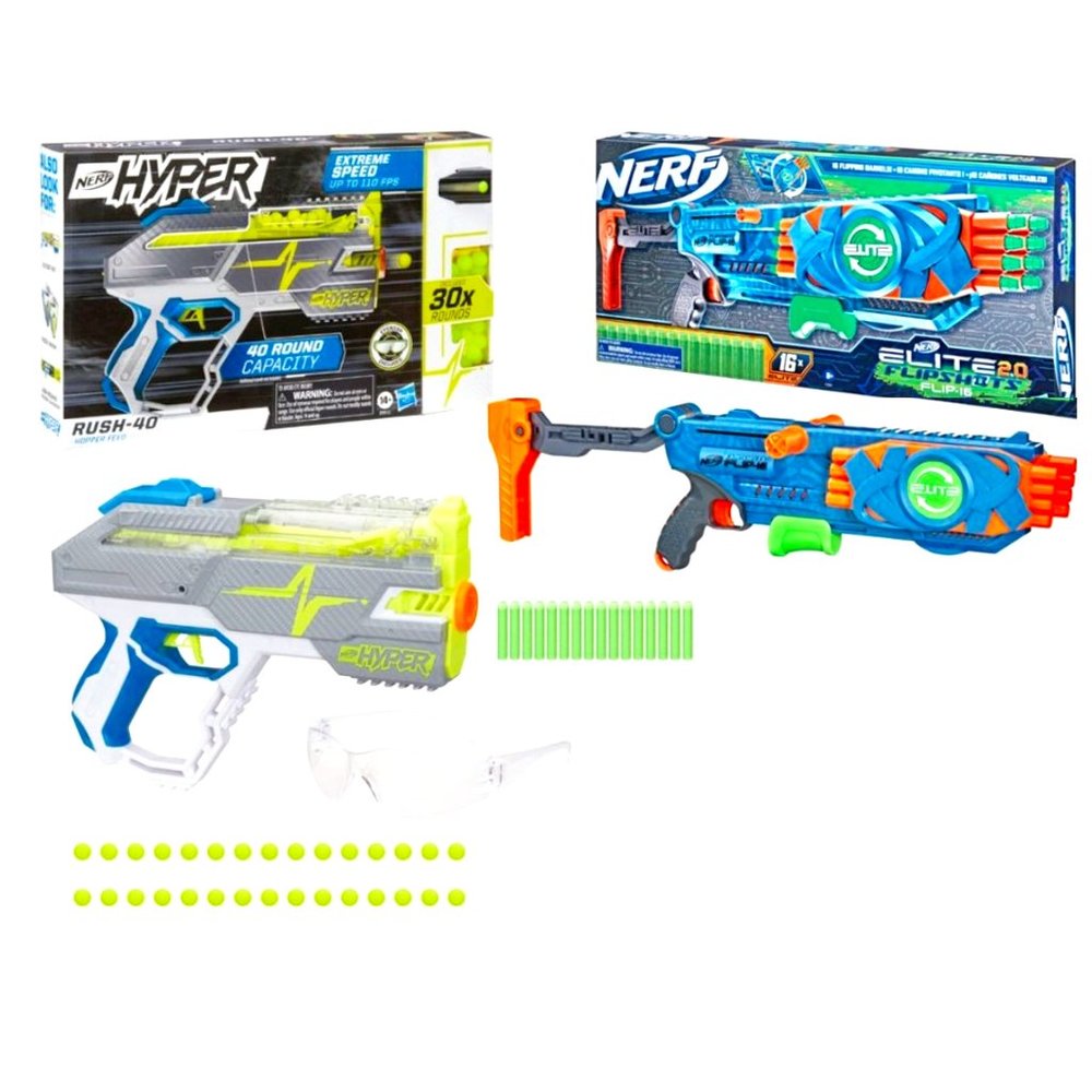 Nerf Hyper & Elite Flip-16 Combo Toy Play Gun Set